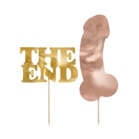 The End cake topper or et rose pénis or - 2 pcs.