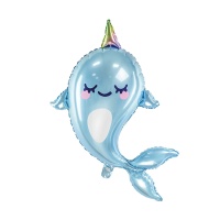 Ballon Narwhal Silhouette 53 x 87 cm - PartyDeco