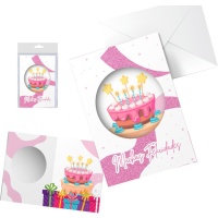 Carte d'anniversaire gâteau pailleté et bougies