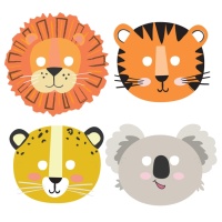 Masques d'animaux safari - 8 pièces