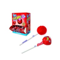 Sucettes rondes à la cerise - paquet individuel - Fini - Cherry pop gum - 100 pcs.