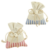 Sac en tissu rayé et coquillages - 2 pcs.