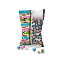 Mini boules de céréales enrobées de chocolat, blanches, roses et bleues - 85 g