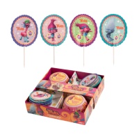 Capsules et piques à cupcakes Trolls - 48 pcs.