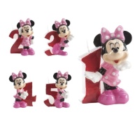 Bougie numérotée Minnie Mouse rose 6,5 cm - 1 pièce