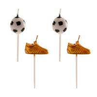Bougies de football avec ballon d'or et botte d'or - 6 unités