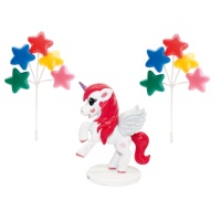 Décoration de gâteau en forme de licorne - 3 pcs.