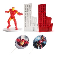 Iron Man Superhero Cake Decoration - 5 pcs.