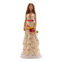 Figurine de mariée avec bouquet de fleurs - 16 cm