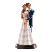 Figurine pour gâteau de mariage représentant les mariés s'embrassant - 18 cm