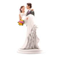 Figurine de gâteau de mariage du marié portant la mariée - 20 cm