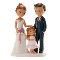 Figurine pour gâteau de mariage des mariés et de la jeune fille - 16 cm