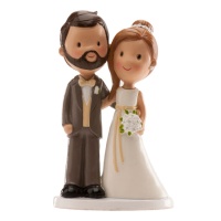 Figurine élégante de gâteau de mariage pour les mariés - 14 cm