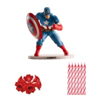 Figurine Captain America et bougies pour gâteau - 21 pcs.