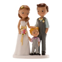 Figure pour gâteau de mariage des mariés avec enfant - 16 cm