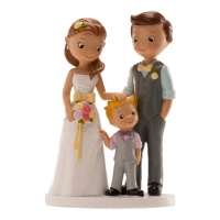 Figurine pour gâteau de mariage des mariés avec enfant - 16 cm