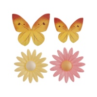 Gaufrettes papillons et fleurs - Dekora - 8 unités