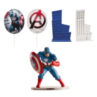 Captain America Décoration de gâteau - 5 pcs.