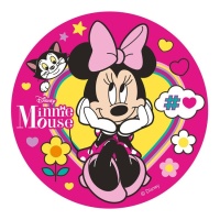 Disque azyme Minnie avec noeud rose - 20 cm