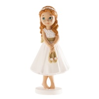 Figurine pour le gâteau de ma première communion - Fille aux pieds nus - 13 cm