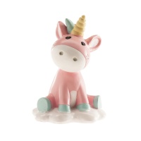 Décor de baptême avec licorne rose - 11 cm