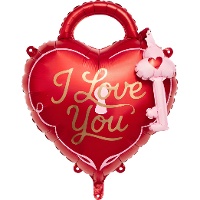 Ballon coeur avec cadenas et clé « I Love You »