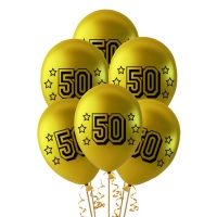 Ballons dorés 50e anniversaire 30 cm - 6 unités