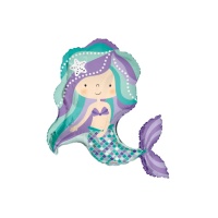 Ballon Silhouette de sirène de mer XL 91,4 cm