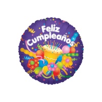 Ballon violet Happy Birthday 46 cm