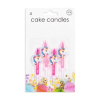 Bougies licorne fuchsia 6 cm - 4 unités