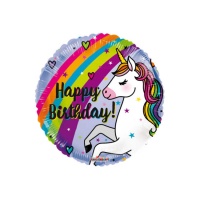 Happy Birthday Rainbow Unicorn Balloon 46 cm