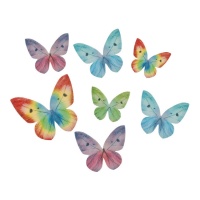 Gaufrettes papillons colorées de 3 à 6 cm - Dekora - 87 unités