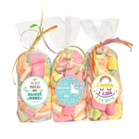 Sachet de guimauves multicolores assorties avec message - 150 g