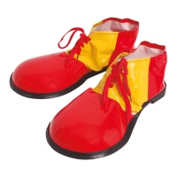 Chaussures de clown en plastique rouge et jaune