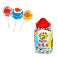Sucettes rondes aromatisées au chewing-gum - paquet individuel - Pin Pop Sensations - 100 unités