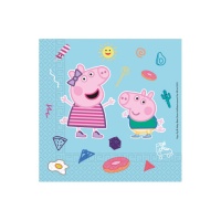 Serviettes de table compostables Peppa Pig et George 16,5 x 16,5 cm - 20 unités