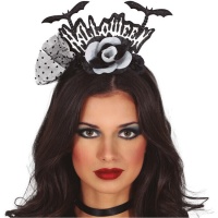 Bandeau d'Halloween avec fleurs noires et blanches