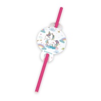 Pailles licorne avec arc-en-ciel 20 cm - 6 pcs.