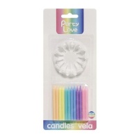 Bougies pastel arc-en-ciel 6 cm - 12 pièces