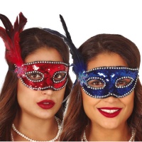 Masque à paillettes et à plumes