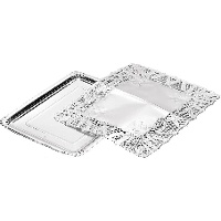Plateau rectangulaire en carton de 34 x 25 avec dentelle dorée