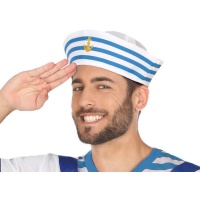 Chapeau de marin à rayures bleues - 62 cm
