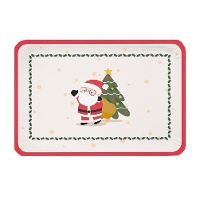 Plateaux de 34 x 25 cm en carton de Père Noël rouge et blanc - 2 unités