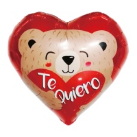 Je t'aime ballon à coeur rouge avec ourson d'amour 43 cm