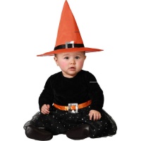 Costume de sorcière orange pour bébé fille