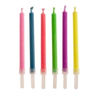 Bougies avec flammes colorées 7,5 cm - Dekora - 6 unités