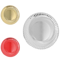 Assiettes rondes en carton de 24 cm aux couleurs métallisées avec bord incurvé - 8 pcs.