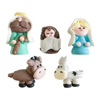 Figurines en sucre de la Nativité de Noël - Décorer - 5 pcs.