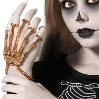 Bracelet de main en forme de squelette doré