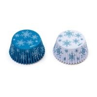 Capsules à cupcake en forme de flocon de neige blanc et bleu - Decora - 36 unités